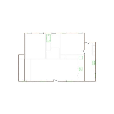 Simple exterior sketch based on interior layout (1001-1500 SF), either provided by the client or created by us, suitable for estimating in Xactimate.