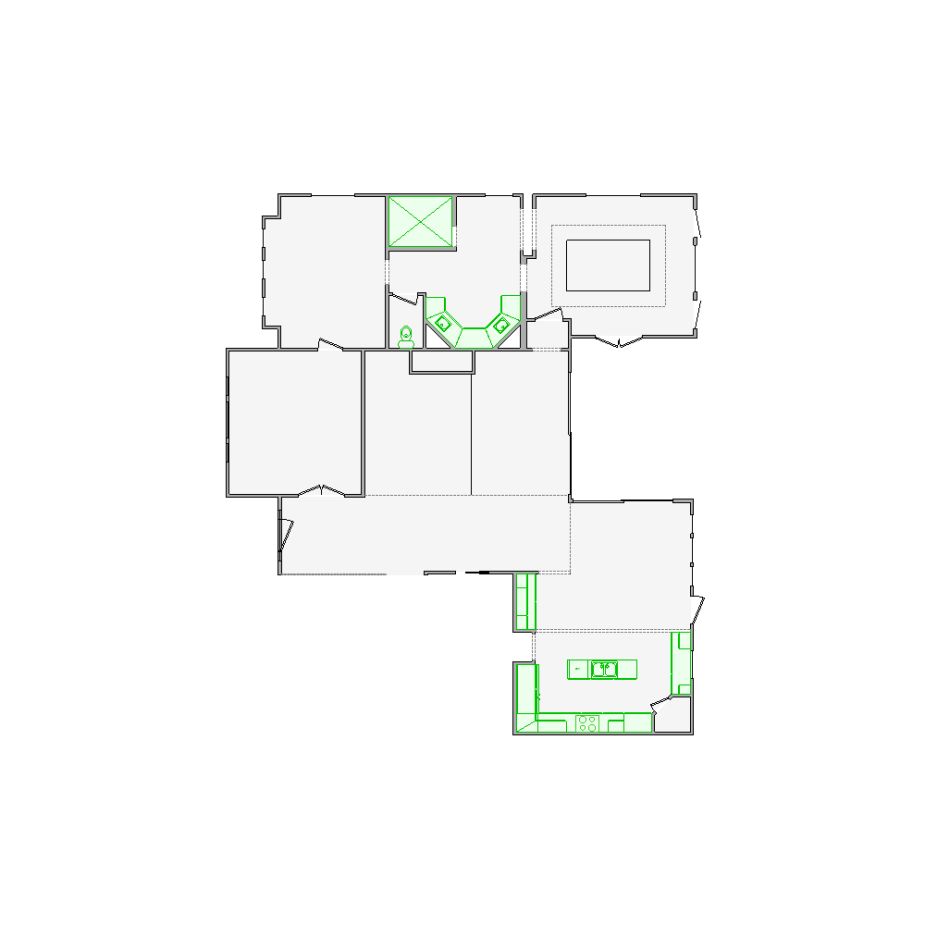 Detailed interior sketch for Xactimate (3501-4000 SF) for damage assessment and restoration. Includes doors, windows, ceilings, kitchen and bathroom symbols.
