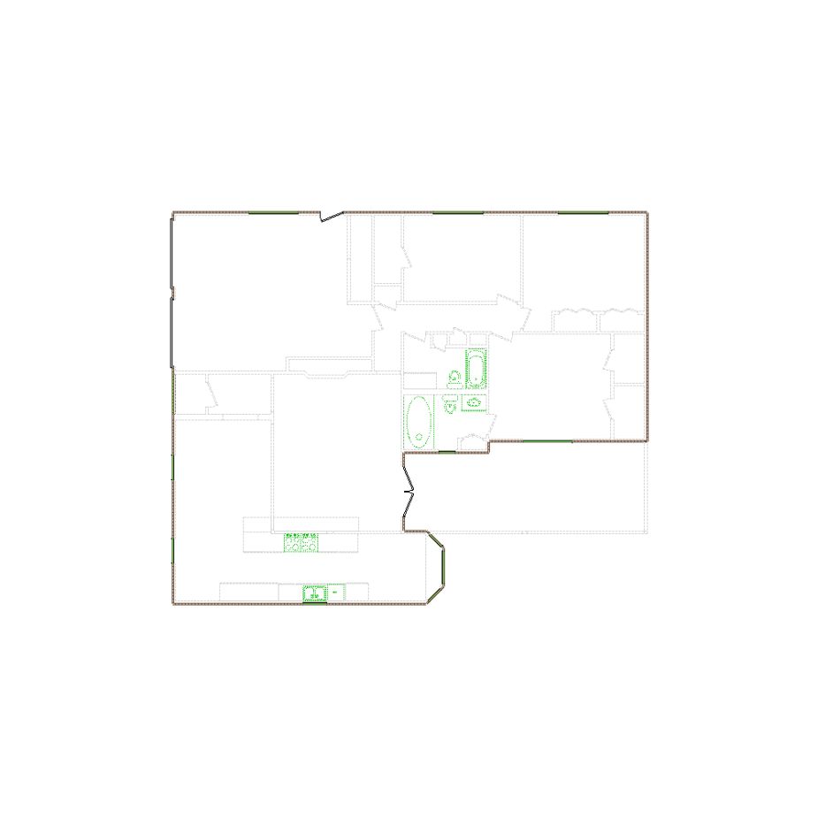 Detailed exterior sketch (2001-2500 SF) based on interior layout provided by the client or created by us. Suitable for siding, paint, and wall estimates.
