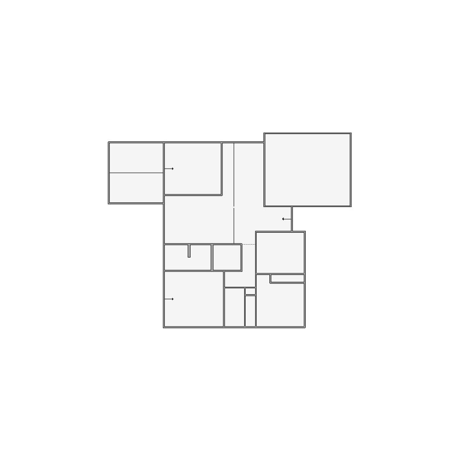 Simple interior sketch for Xactimate (2001-2500 SF). Perfect for partial renovations, such as updating floors, walls, or ceilings, without full detailing.