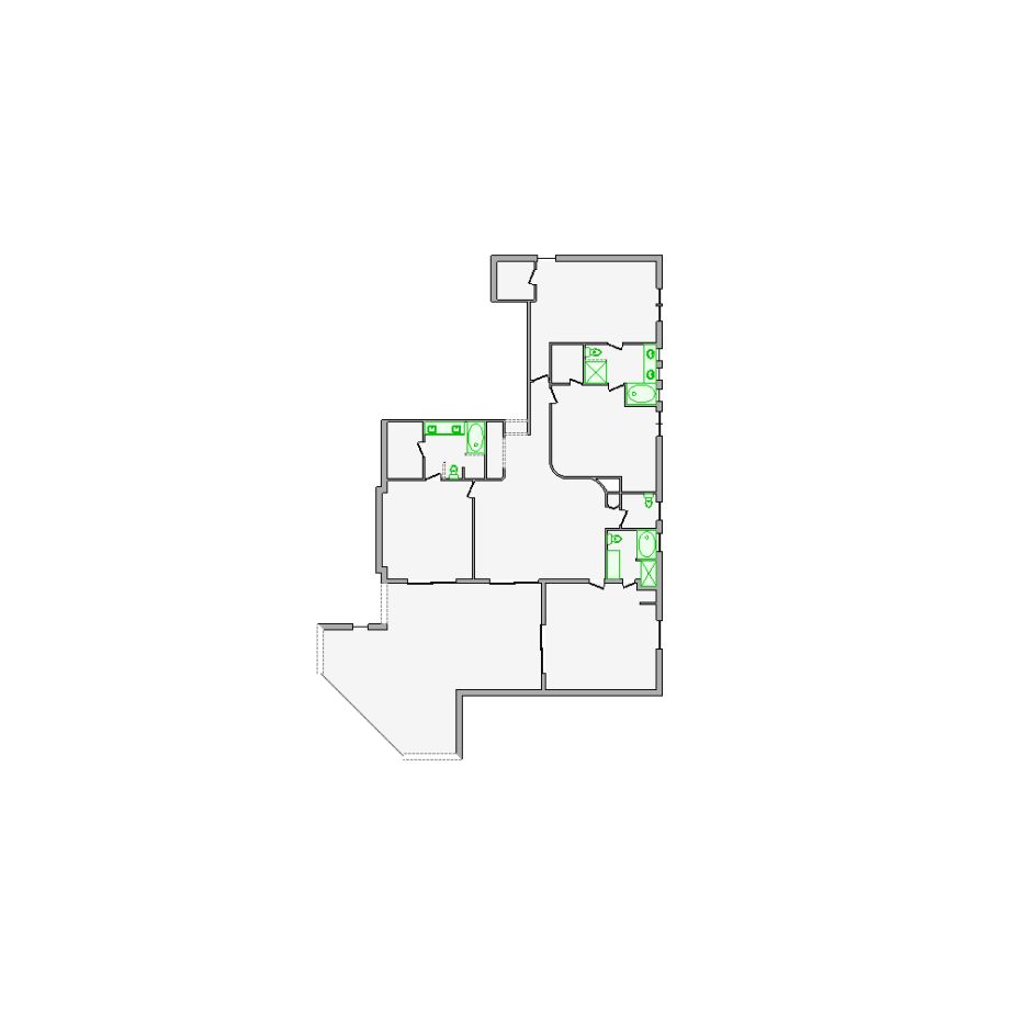 Detailed interior sketch for Xactimate (10001-12000 SF) for damage assessment and restoration. Includes doors, windows, ceilings, kitchen and bathroom symbols.