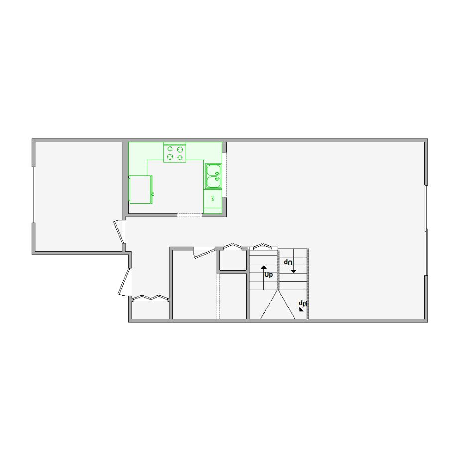 Simple interior sketch for Xactimate (1501-2000 SF). Perfect for partial renovations, such as updating floors, walls, or ceilings, without full detailing.