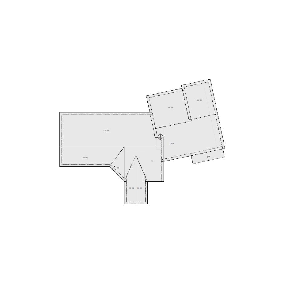 Roof sketch of a residential structure with a roof area (31-40 SQ), ideal for damage assessment and restoration purposes in Xactimate.