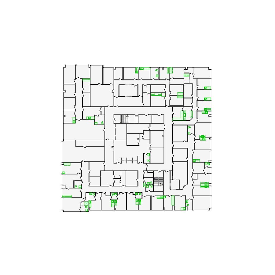 Detailed commercial interior sketch for Xactimate (53001-64000 SF). Accurate layouts for damage assessment, insurance claims, and restoration projects.