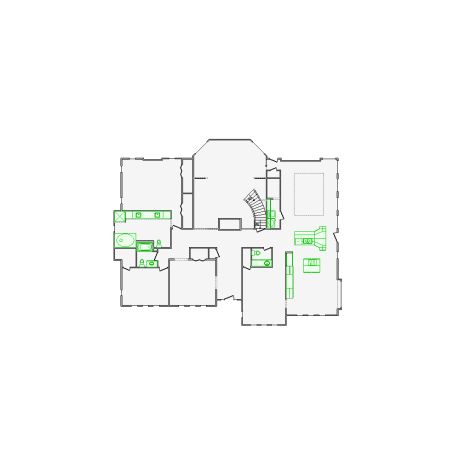 Detailed interior sketch for Xactimate (7001-10000 SF) for damage assessment and restoration. Includes doors, windows, ceilings, kitchen and bathroom symbols.
