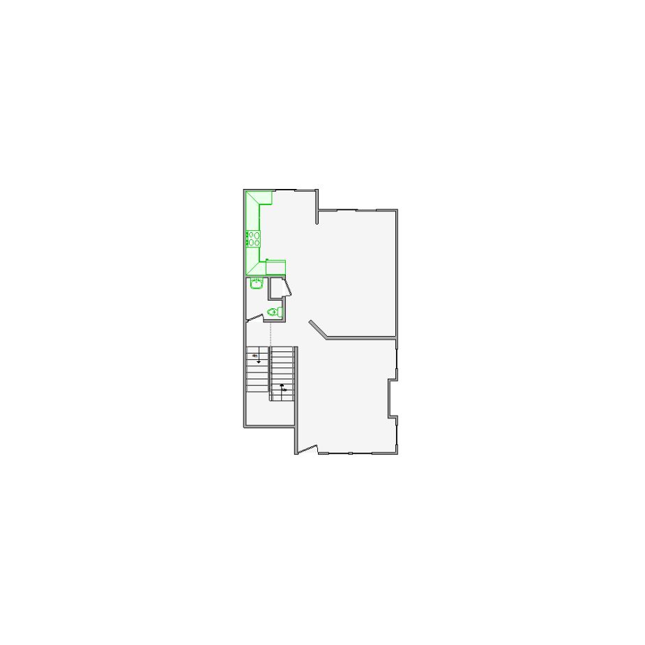 Detailed interior sketch for Xactimate (501-1000 SF) for damage assessment and restoration. Includes doors, windows, ceilings, kitchen and bathroom symbols.