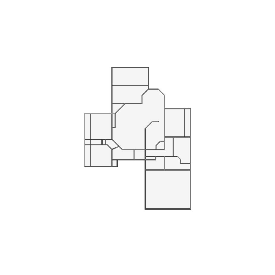 Simple interior sketch for Xactimate (2001-2500 SF). Perfect for partial renovations, such as updating floors, walls, or ceilings, without full detailing.