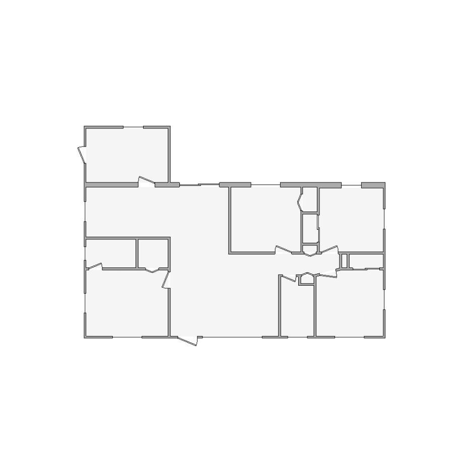 Simple interior sketch for Xactimate (1001-1500 SF). Perfect for partial renovations, such as updating floors, walls, or ceilings, without full detailing.