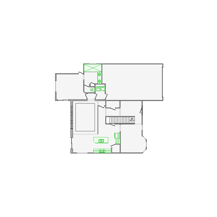 Detailed interior sketch for Xactimate (3001-3500 SF) for damage assessment and restoration. Includes doors, windows, ceilings, kitchen and bathroom symbols.