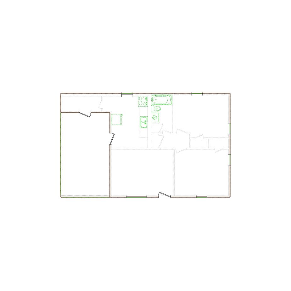 Detailed exterior sketch (751-1000 SF) based on interior layout provided by the client or created by us. Suitable for siding, paint, and wall estimates.