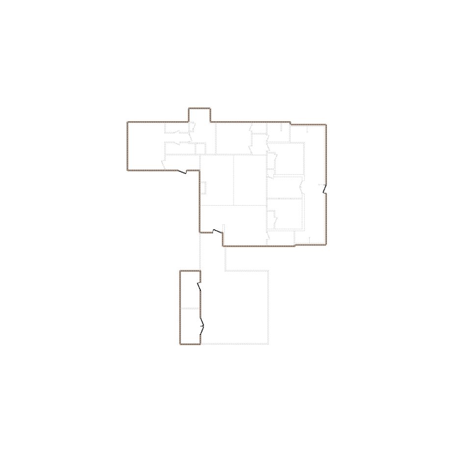 Simple exterior sketch based on interior layout (3001-3500 SF), either provided by the client or created by us, suitable for estimating in Xactimate.