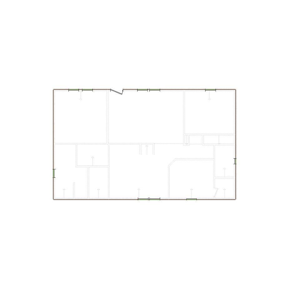 Simple exterior sketch based on interior layout (751-1000 SF), either provided by the client or created by us, suitable for estimating in Xactimate.