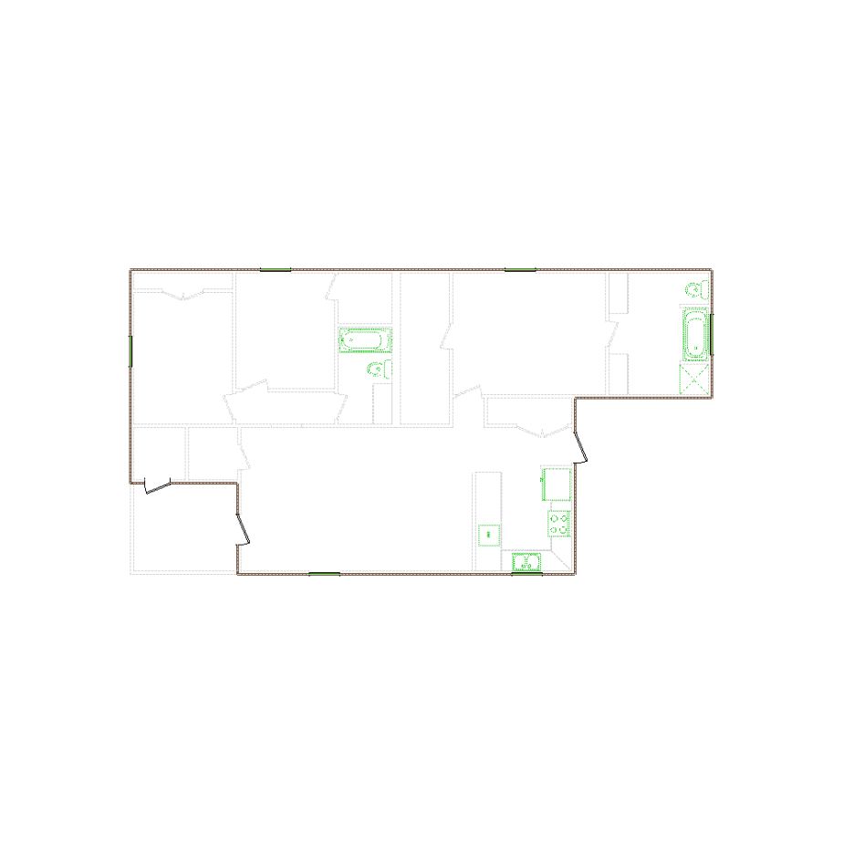 Detailed exterior sketch (1001-1500 SF) based on interior layout provided by the client or created by us. Suitable for siding, paint, and wall estimates.