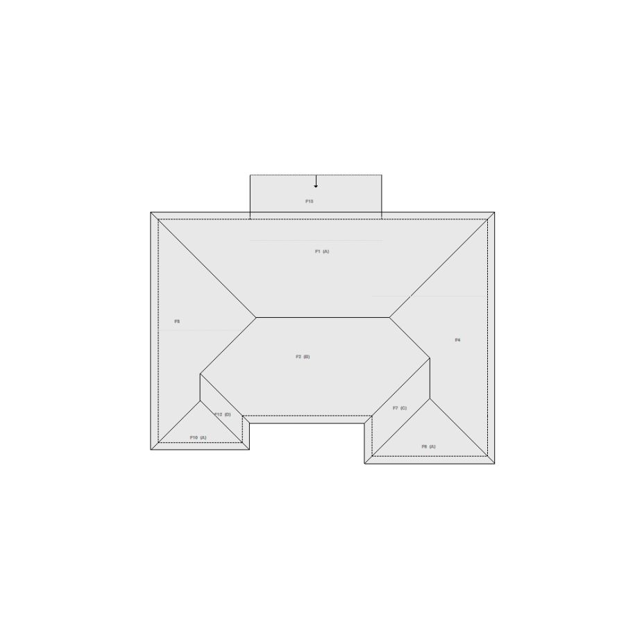 Roof sketch of a residential structure with a roof area (21-30 SQ), ideal for damage assessment and restoration purposes in Xactimate.