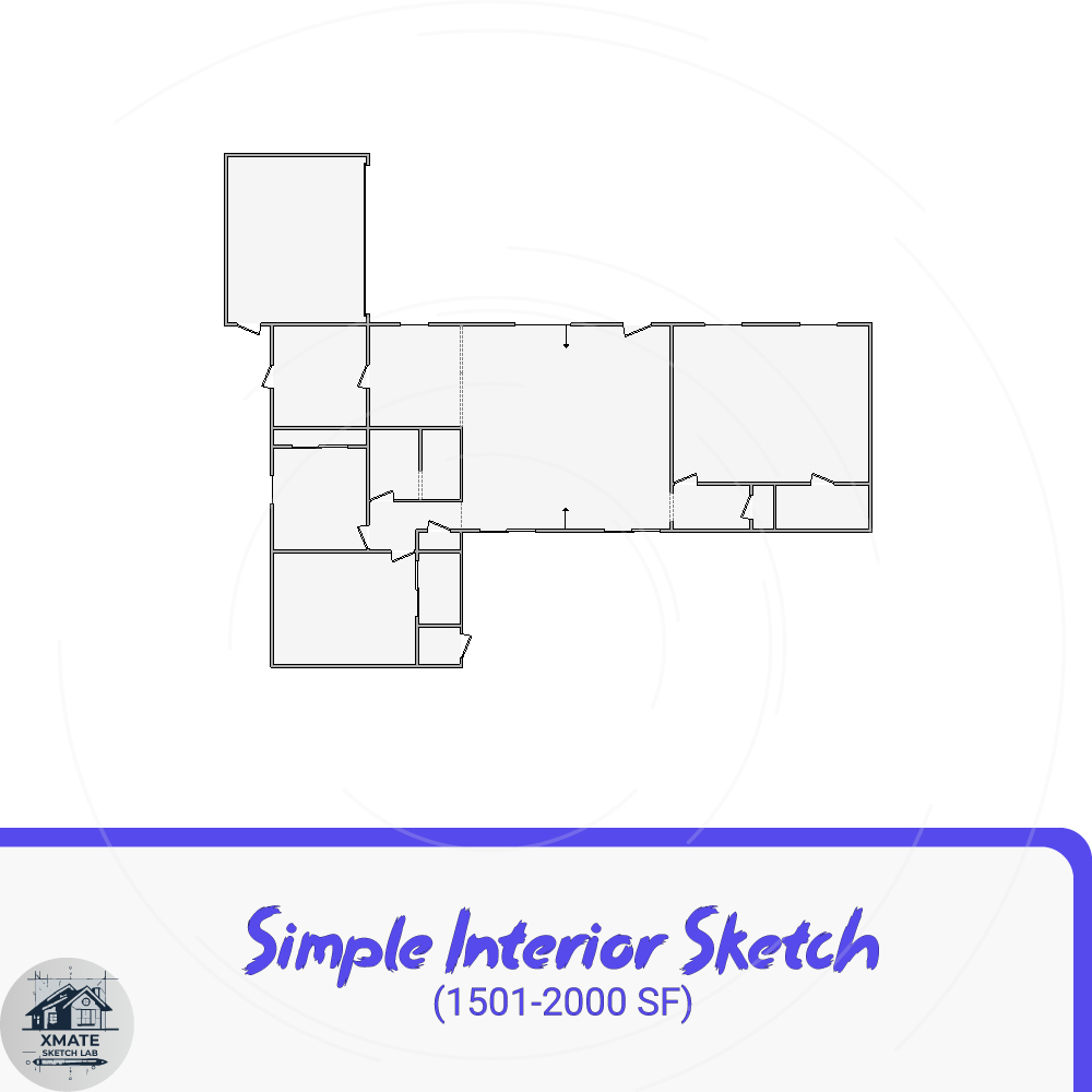 Showcase: simple interior sketch project 1501–2000 SF completed by XMATE Sketch Lab for Xactimate use.
