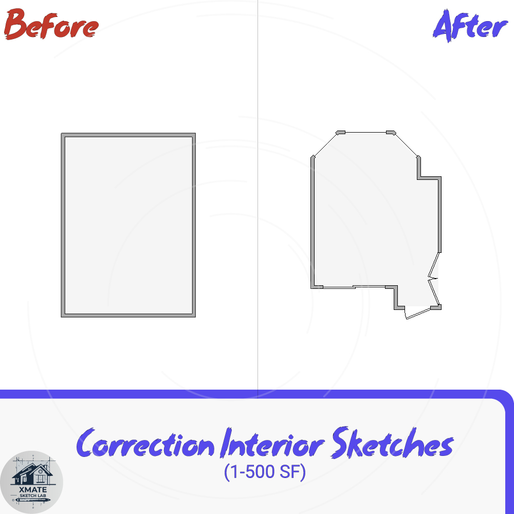 Showcase: correcting poor interior sketches from unreliable freelancers - XMATE Sketch Lab ensures accuracy and detail.