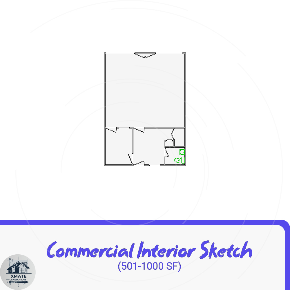 XMATE Sketch Lab provides Xactimate-compatible sketch for fire and smoke damaged interior, delivered via XMATE AISketch and Xactimate Sketch Service.