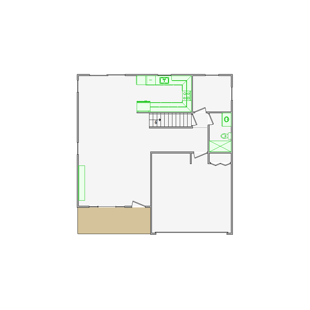 Detailed interior sketch for Xactimate (1001-1500 SF) for damage assessment and restoration. Includes doors, windows, ceilings, kitchen and bathroom symbols. Xactimate Sketch Service from XMATE Sketch Lab