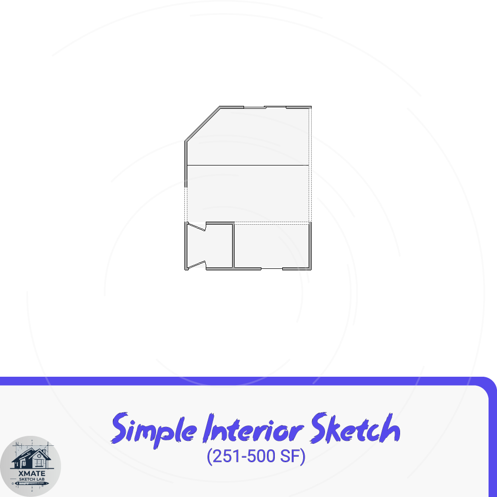 Simple Xactimate interior sketch by XMATE Sketch Lab for wall and ceiling repair planning.