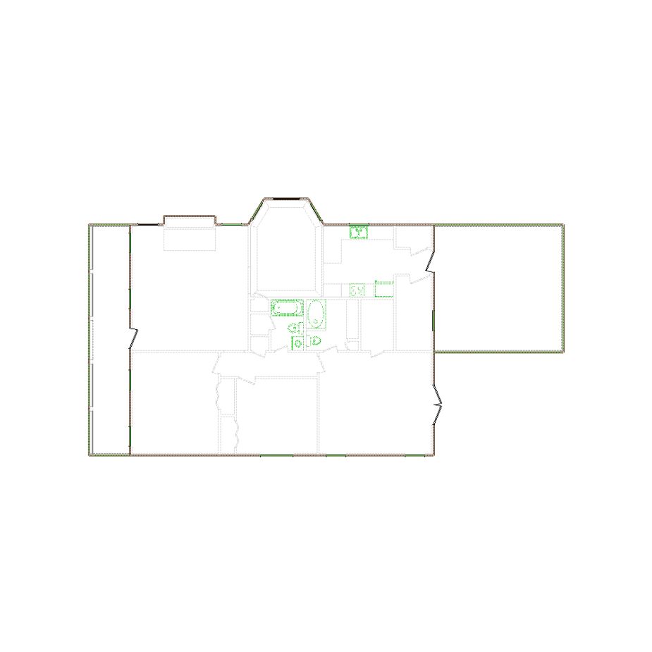 Detailed exterior sketch (2001-2500 SF) based on interior layout provided by the client or created by us. Suitable for siding, paint, and wall estimates.