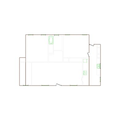 Simple exterior sketch based on interior layout (1001-1500 SF), either provided by the client or created by us, suitable for estimating in Xactimate.