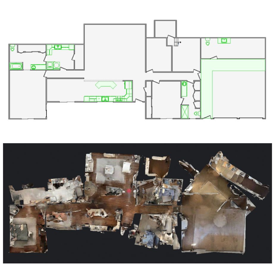 Professional restoration of broken Matterport data into accurate Xactimate floor plans