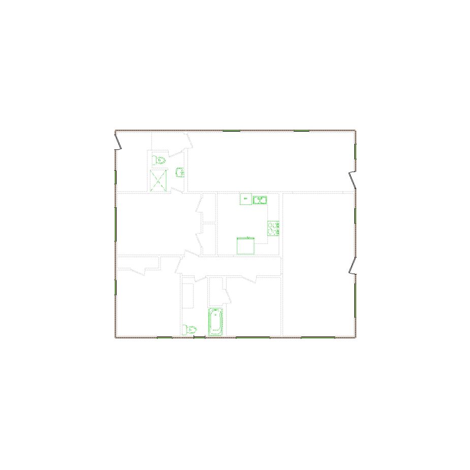 Detailed exterior sketch (1001-1500 SF) based on interior layout provided by the client or created by us. Suitable for siding, paint, and wall estimates.