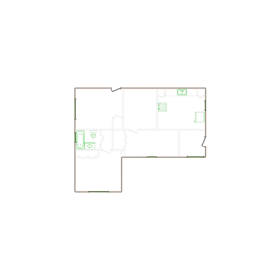 Detailed exterior sketch (751-1000 SF) based on interior layout provided by the client or created by us. Suitable for siding, paint, and wall estimates.