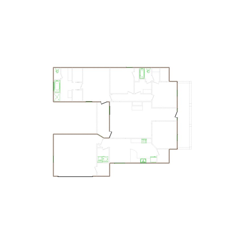 Simple exterior sketch based on interior layout (2501-3000 SF), either provided by the client or created by us, suitable for estimating in Xactimate.