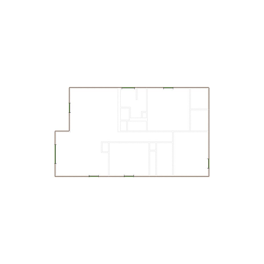 Simple exterior sketch based on interior layout (1001-1500 SF), either provided by the client or created by us, suitable for estimating in Xactimate.