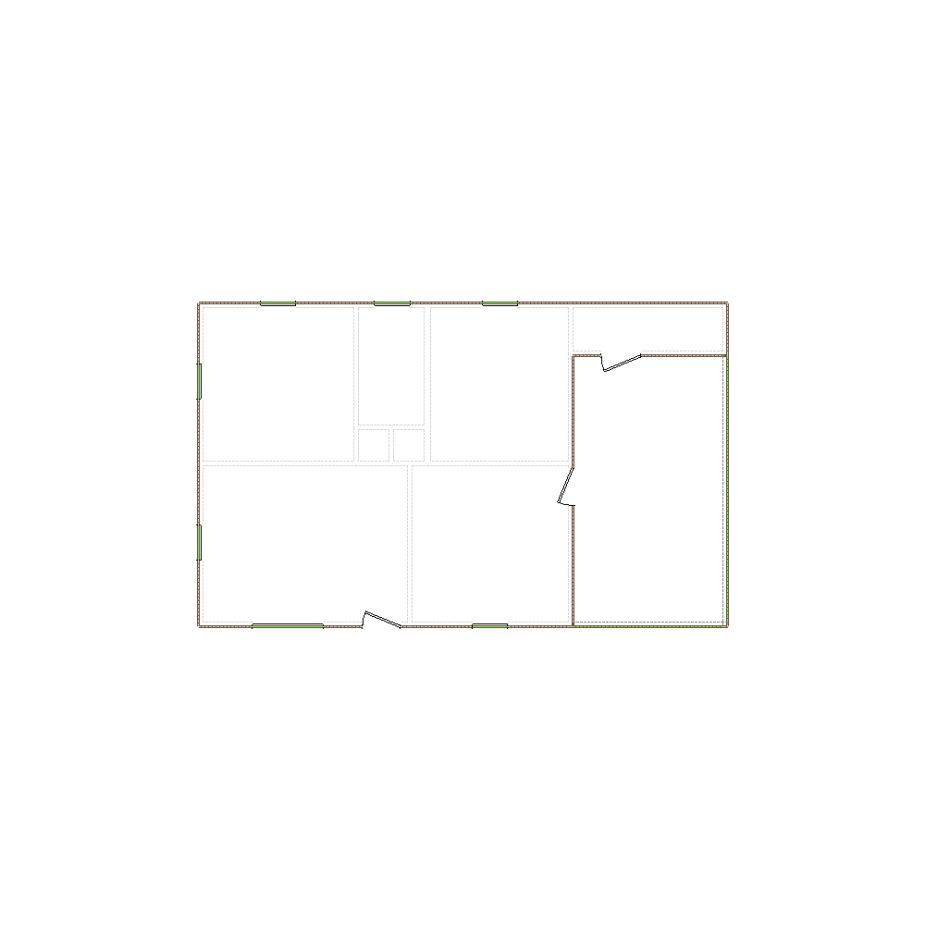 Simple exterior sketch based on interior layout (751-1000 SF), either provided by the client or created by us, suitable for estimating in Xactimate.