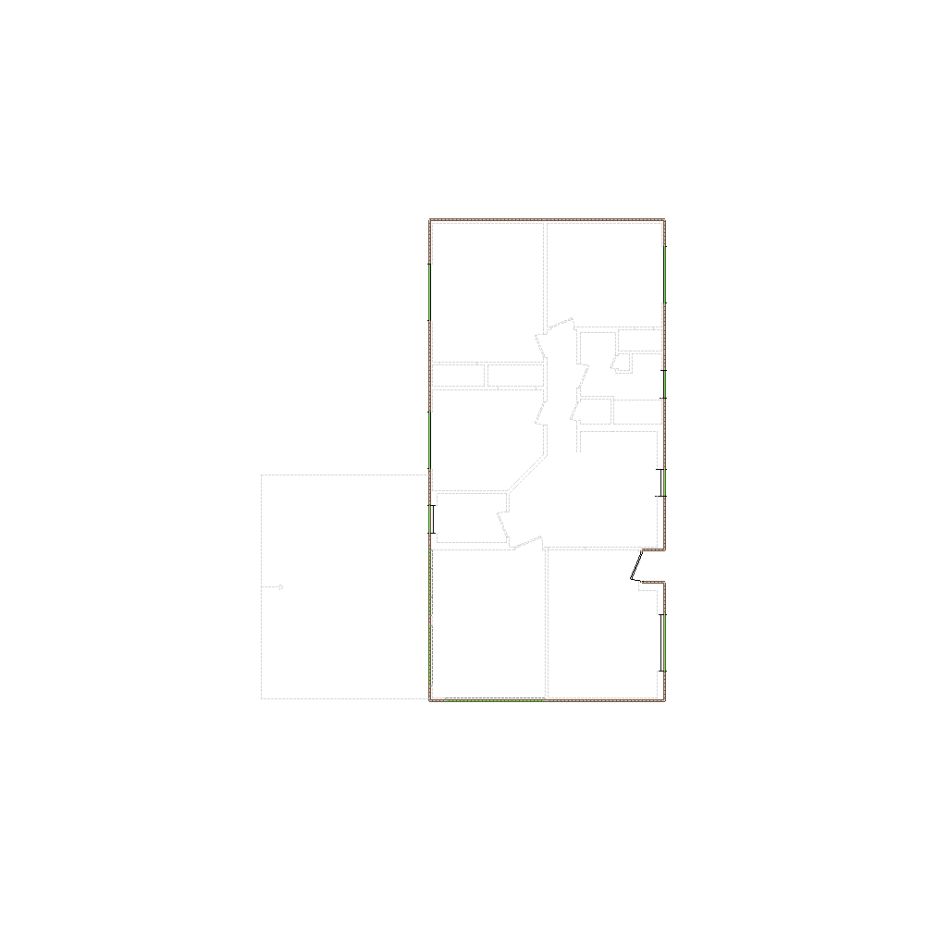 Simple exterior sketch based on interior layout (1501-2000 SF), either provided by the client or created by us, suitable for estimating in Xactimate.