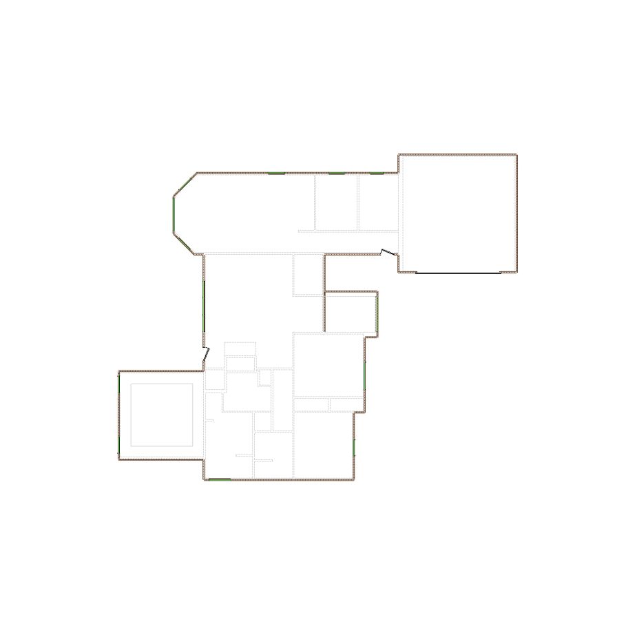 Simple exterior sketch based on interior layout (2001-2500 SF), either provided by the client or created by us, suitable for estimating in Xactimate.