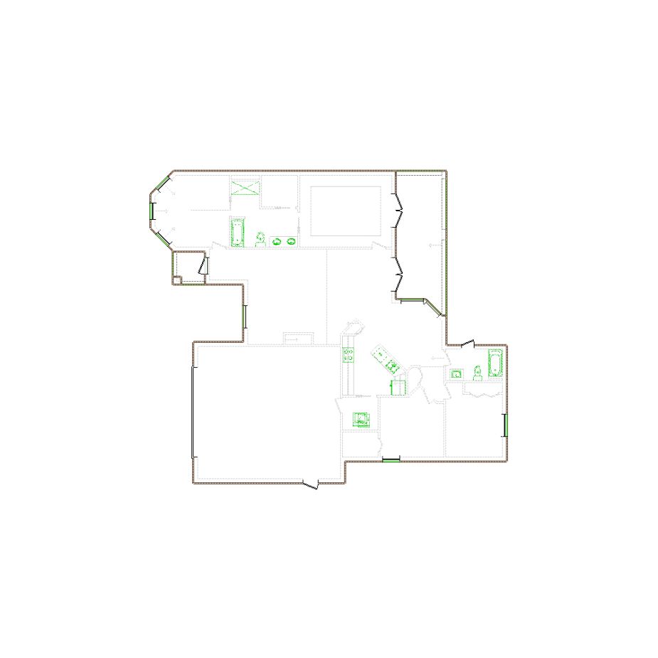 Detailed exterior sketch (2001-2500 SF) based on interior layout provided by the client or created by us. Suitable for siding, paint, and wall estimates.