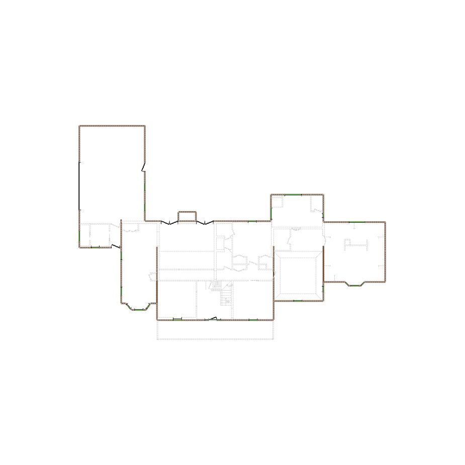 Simple exterior sketch based on interior layout (4501-5000 SF), either provided by the client or created by us, suitable for estimating in Xactimate.