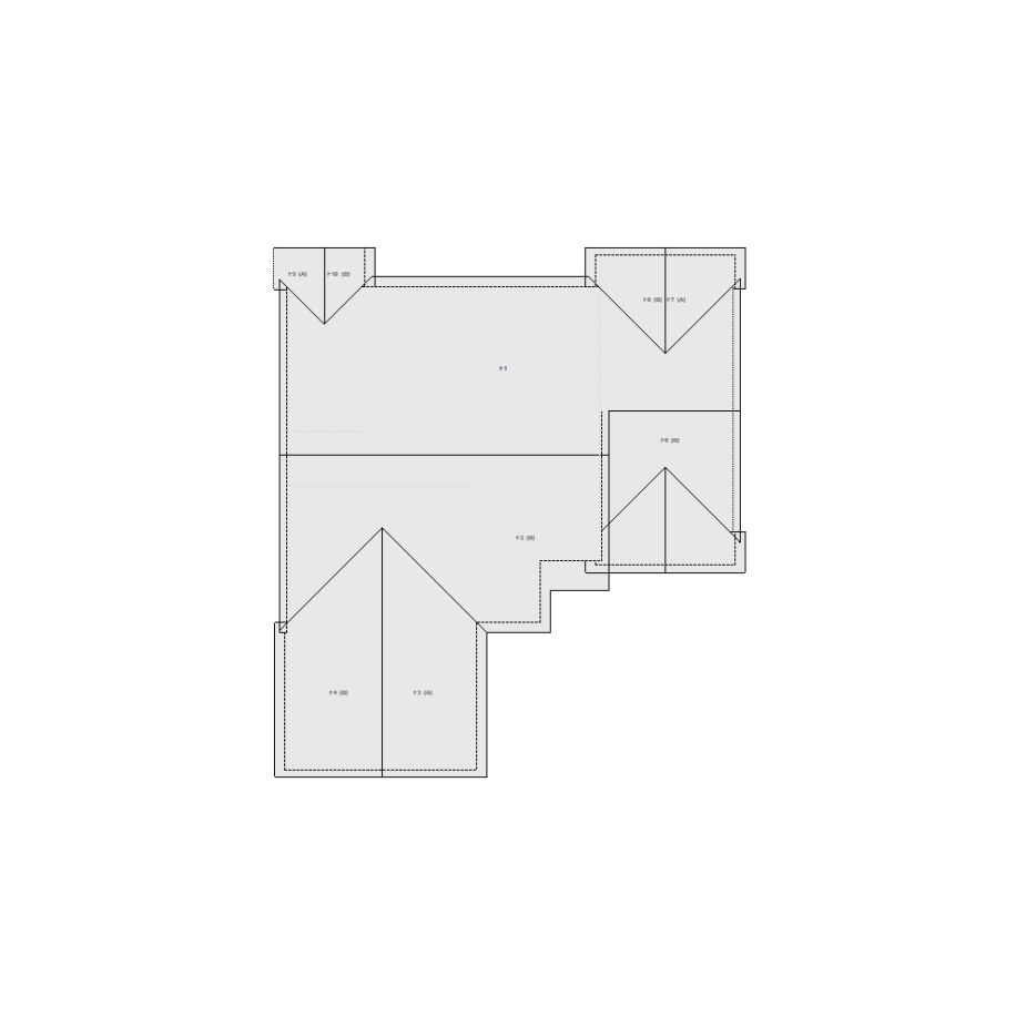 Detailed commercial roof sketch and diagram by XMATE Sketch Lab featuring high-precision facets and ESX data.