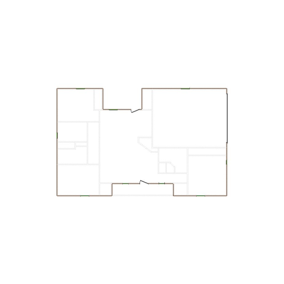 Simple exterior sketch based on interior layout (2001-2500 SF), either provided by the client or created by us, suitable for estimating in Xactimate.