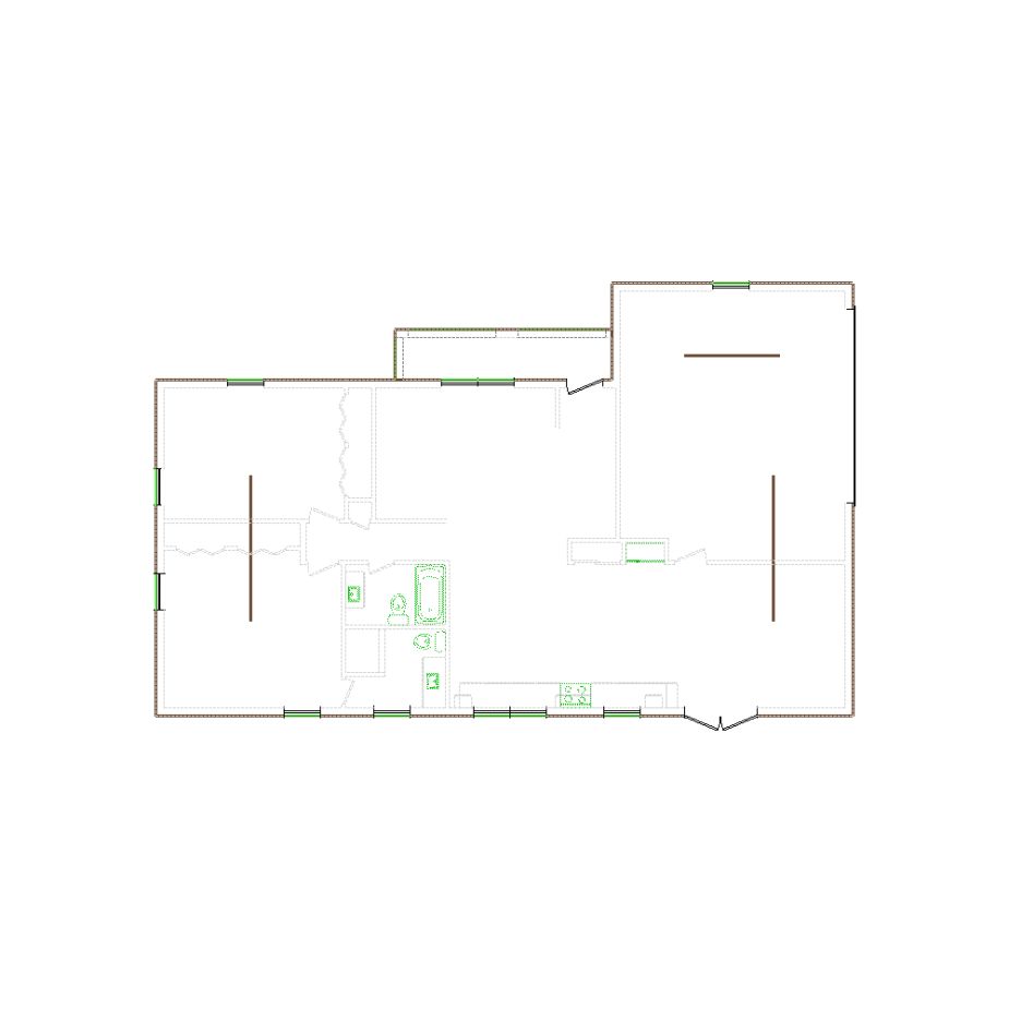 Detailed exterior sketch (1501-2000 SF) based on interior layout provided by the client or created by us. Suitable for siding, paint, and wall estimates.