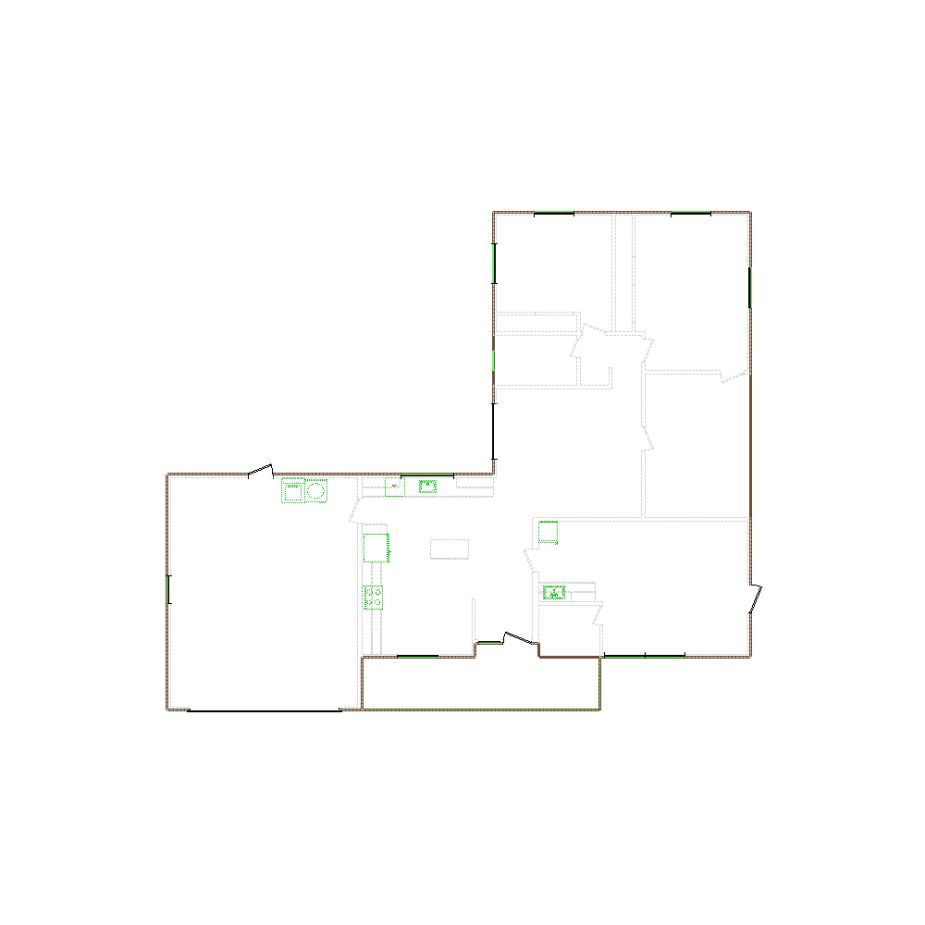 Detailed exterior sketch (1501-2000 SF) based on interior layout provided by the client or created by us. Suitable for siding, paint, and wall estimates.