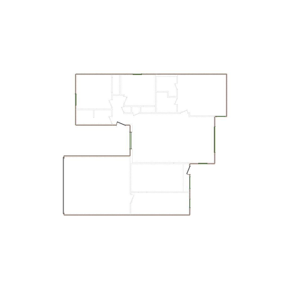 Simple exterior sketch based on interior layout (1501-2000 SF), either provided by the client or created by us, suitable for estimating in Xactimate.